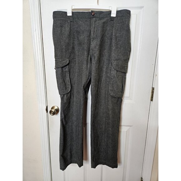 Ralph Lauren Chaps Pants Mens 38x30 Black Corduroy Thick Cargo 90s - Picture 1 of 11